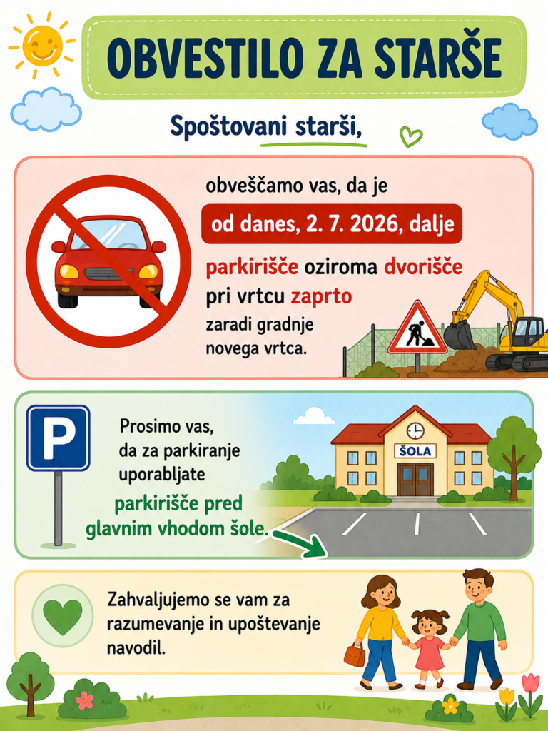 obvestilo gradnja vrtca